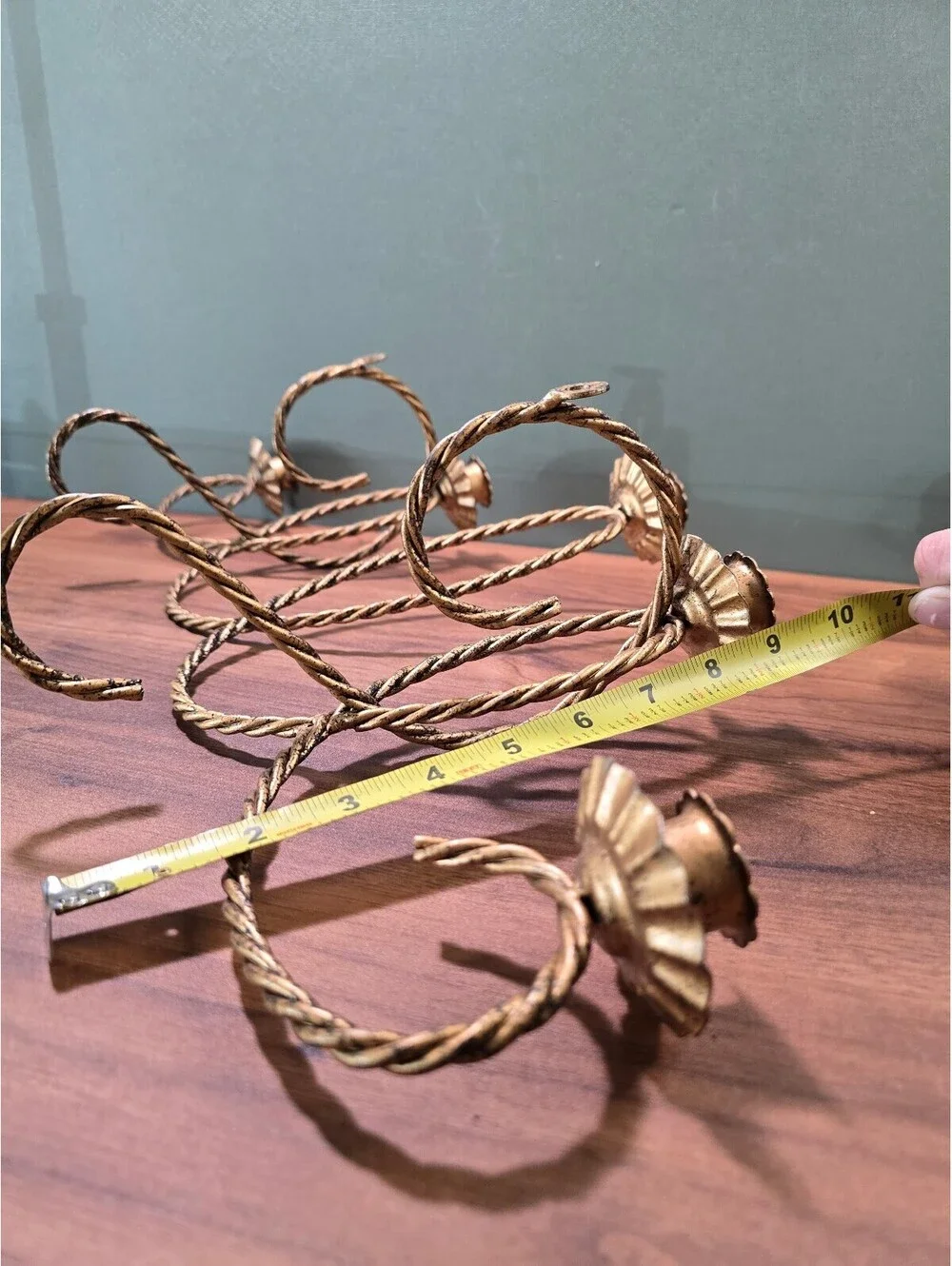 Vintage Five-Arm Gold Metal Wall Candelabra Candle Holder
